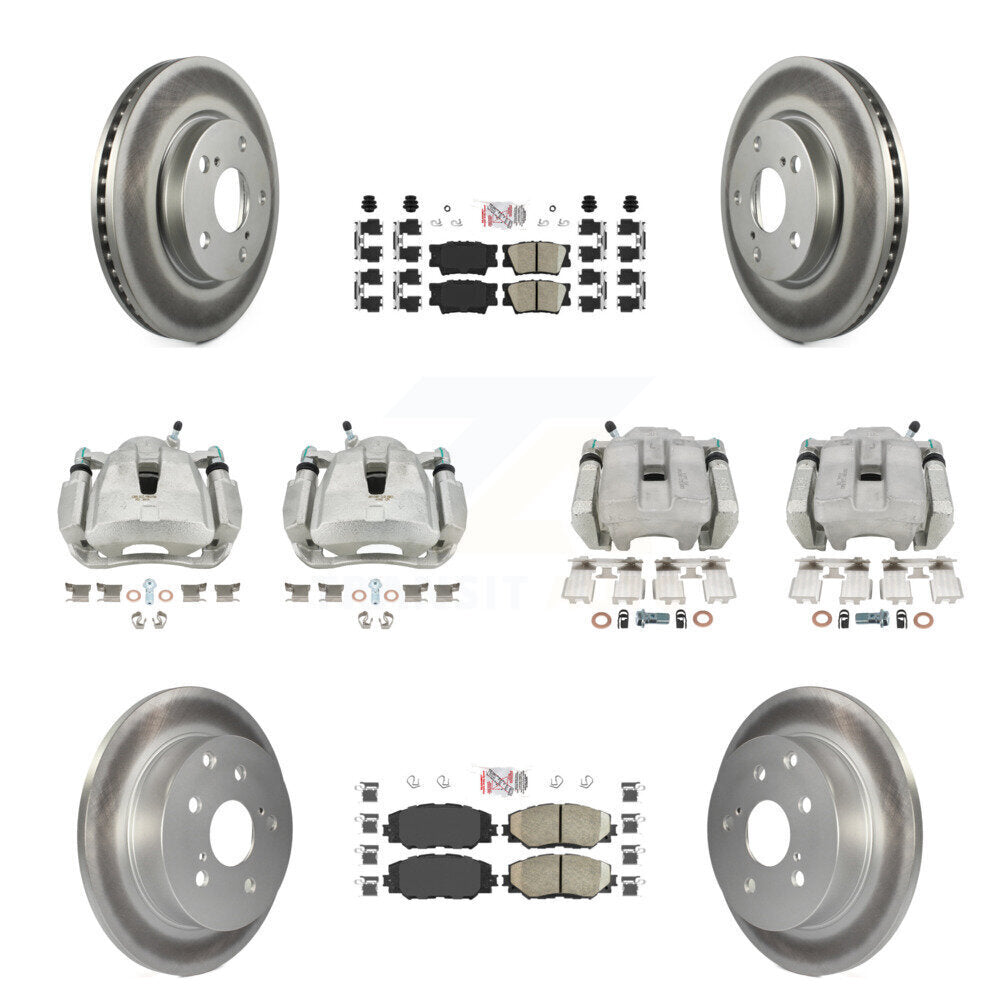 Front Rear Brake Caliper Coat Rotors Ceramic Pad Kit (10Pc) For 2014-2015 Toyota RAV4 LE KCG-101614N