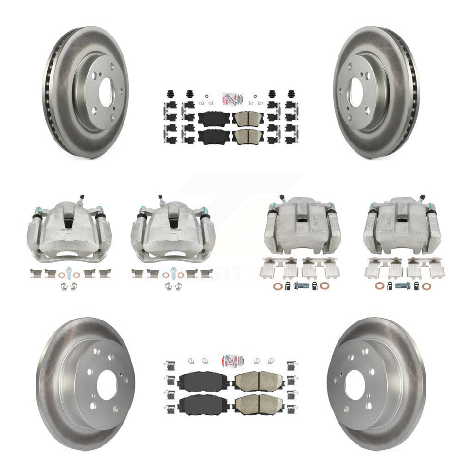 Front Rear Brake Caliper Coat Rotors Ceramic Pad Kit (10Pc) For 2014-2015 Toyota RAV4 LE KCG-101614N