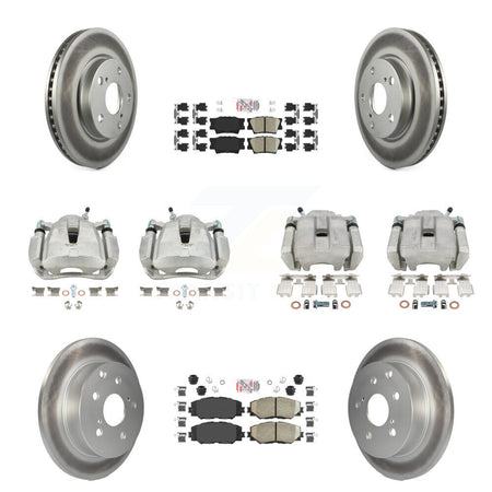 Front Rear Brake Caliper Coat Rotors Ceramic Pad Kit (10Pc) For 2014-2015 Toyota RAV4 LE KCG-101616N