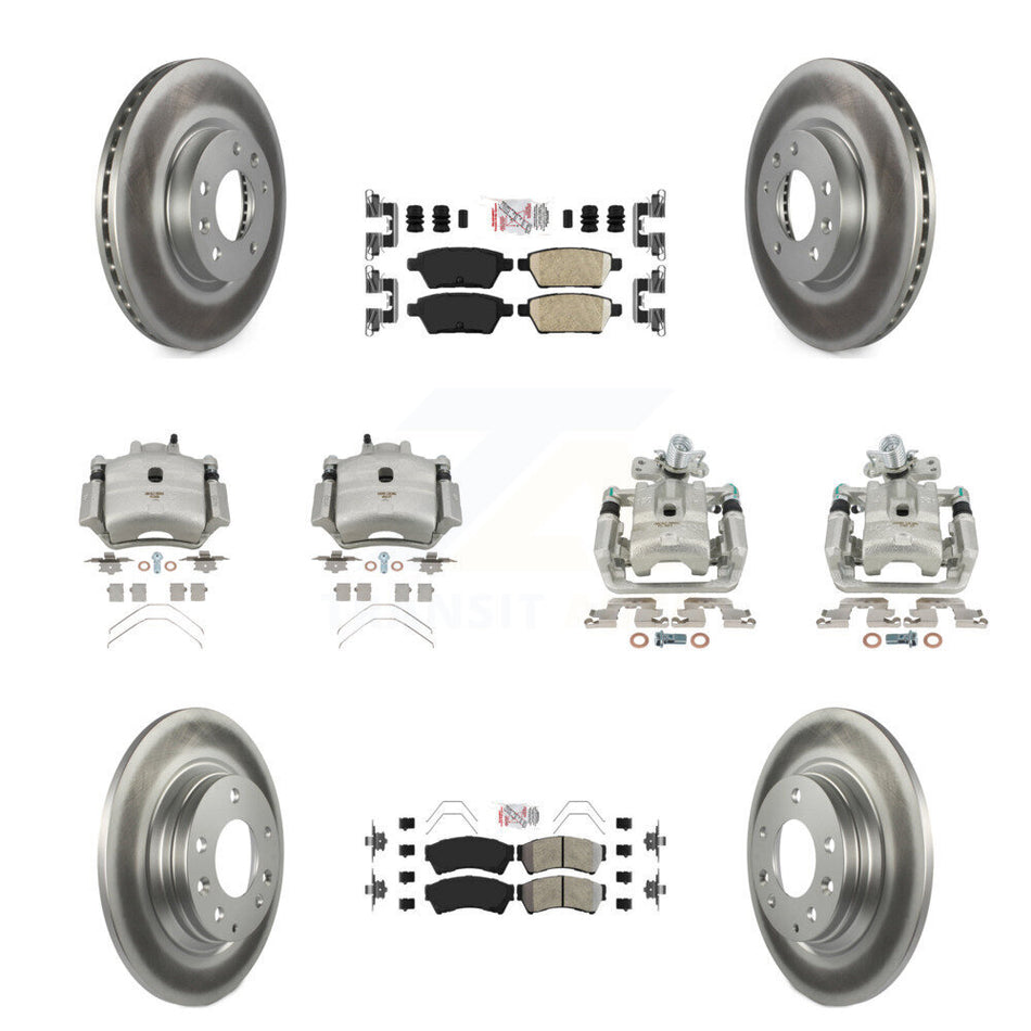 Front Rear Brake Caliper Coat Rotor & Ameribrakes Pad Kit (10Pc) For Ford Fusion Mazda 6 KCG-101620N