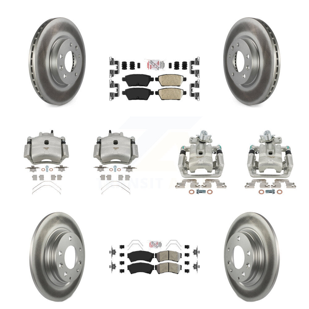 Front Rear Brake Caliper Coat Rotor & Ameribrakes Pad Kit (10Pc) For Ford Fusion Mazda 6 KCG-101621N