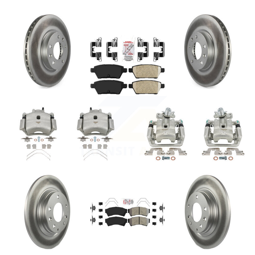 Front Rear Brake Caliper Coat Rotor & Ameribrakes Pad Kit (10Pc) For Ford Fusion Mazda 6 KCG-101622N
