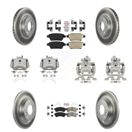 Front Rear Brake Caliper Coat Rotor & Ameribrakes Pad Kit (10Pc) For Ford Fusion Mazda 6 KCG-101622N