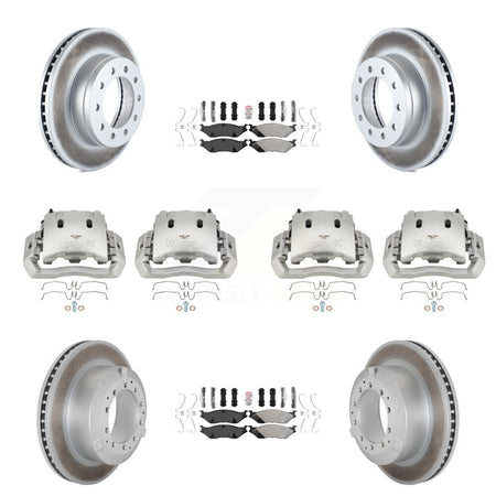 Front Rear Brake Caliper Coat Rotors & Semi-Metallic Pad Kit (10Pc) For Ford F-450 Super KCG-101624N