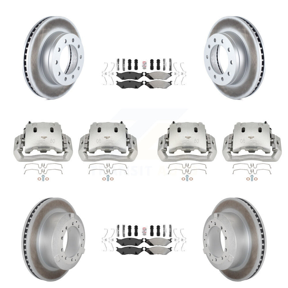 Front Rear Brake Caliper Coat Rotors & Semi-Metallic Pad Kit (10Pc) For Ford F-450 Super KCG-101624N