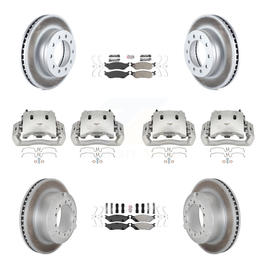 Front Rear Brake Caliper Coat Rotors & Semi-Metallic Pad Kit (10Pc) For Ford F-450 Super KCG-101626N