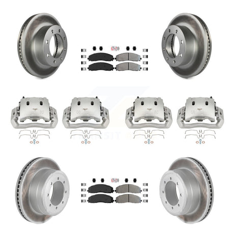 Front Rear Disc Brake Caliper Coated Rotors And Semi-Metallic Pads Kit (10Pc) For KCG-101629N