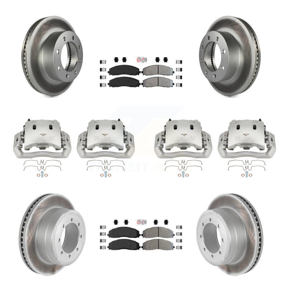 Front Rear Disc Brake Caliper Coated Rotors And Semi-Metallic Pads Kit (10Pc) For KCG-101629N