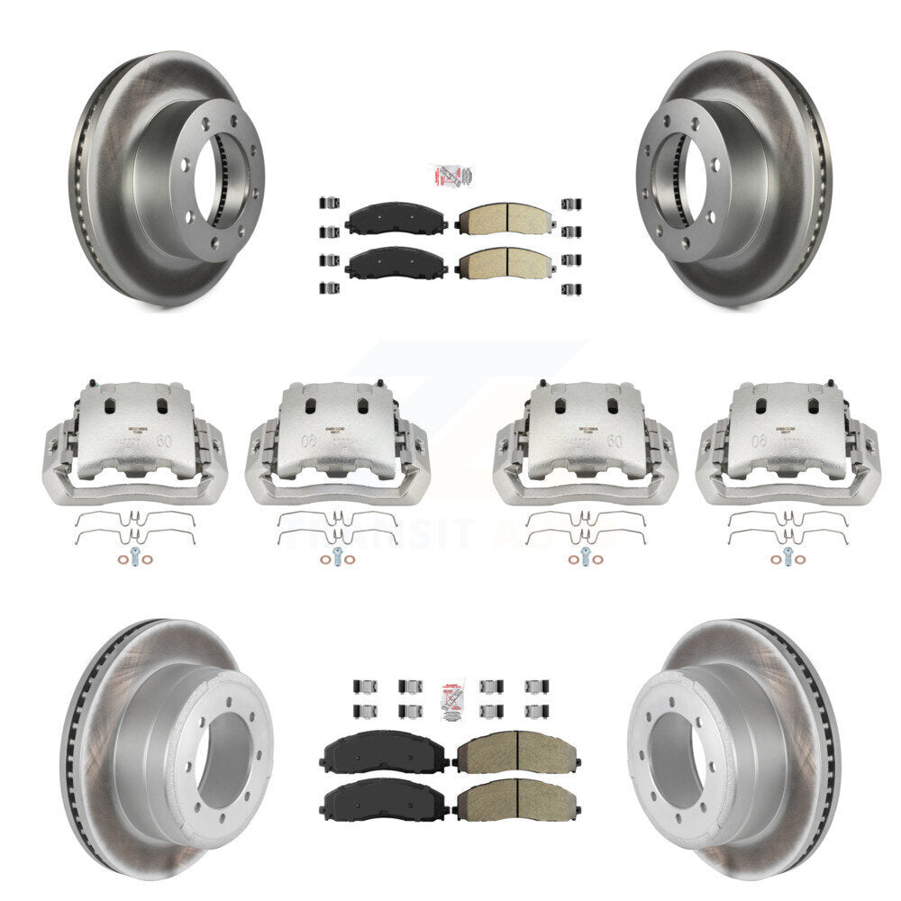 Front Rear Disc Brake Caliper Coated Rotors And Semi-Metallic Pads Kit (10Pc) For KCG-101630N