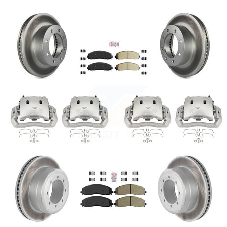 Front Rear Disc Brake Caliper Coated Rotors And Semi-Metallic Pads Kit (10Pc) For KCG-101630N