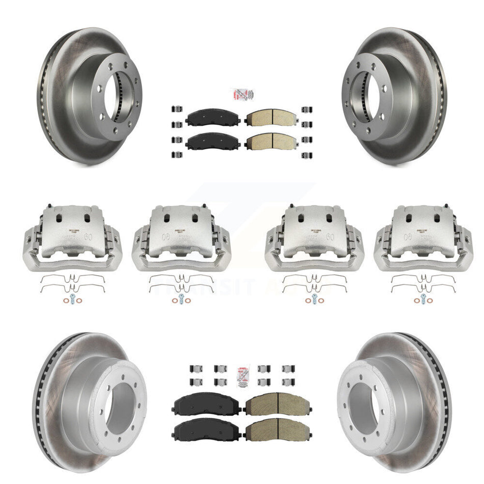 Front Rear Disc Brake Caliper Coated Rotors And Semi-Metallic Pads Kit (10Pc) For KCG-101630N