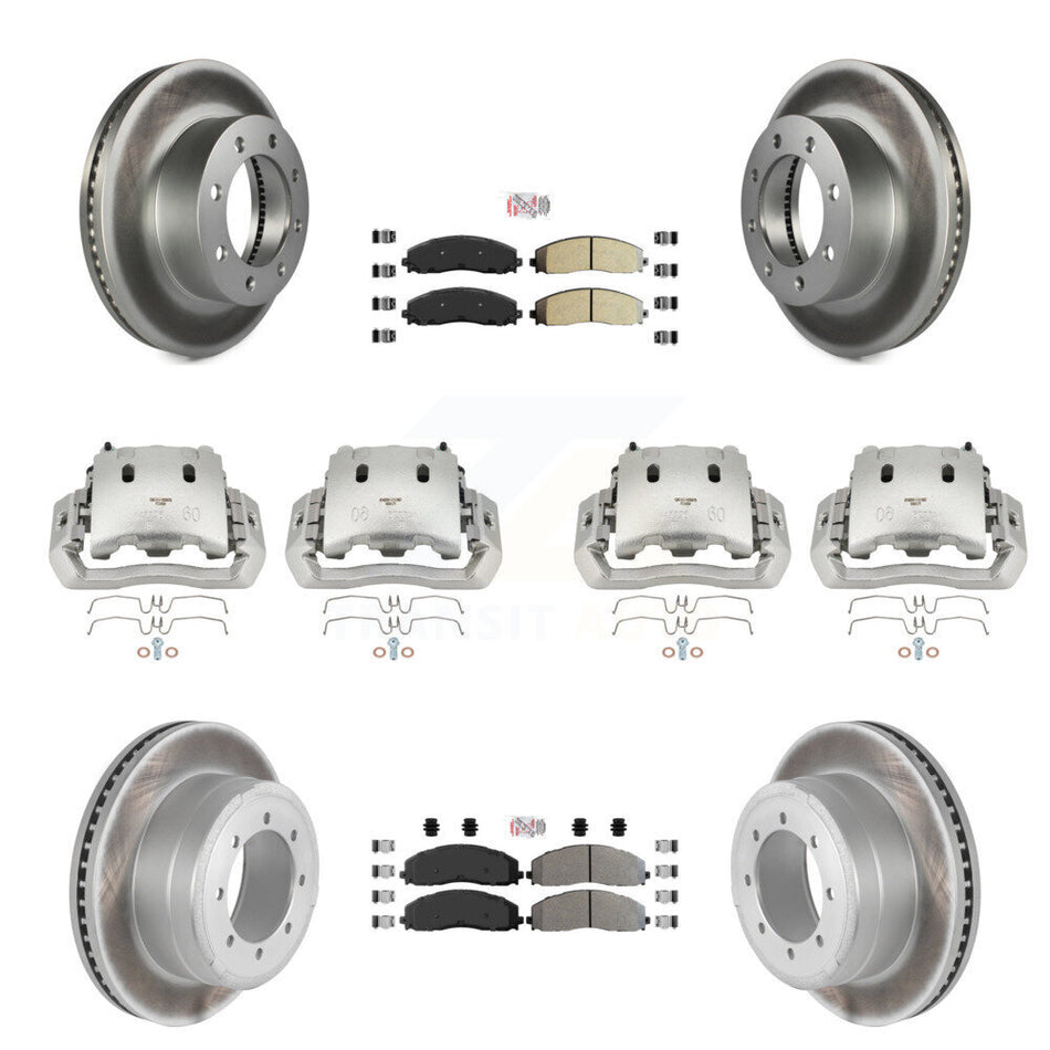 Front Rear Disc Brake Caliper Coated Rotors And Semi-Metallic Pads Kit (10Pc) For KCG-101631N