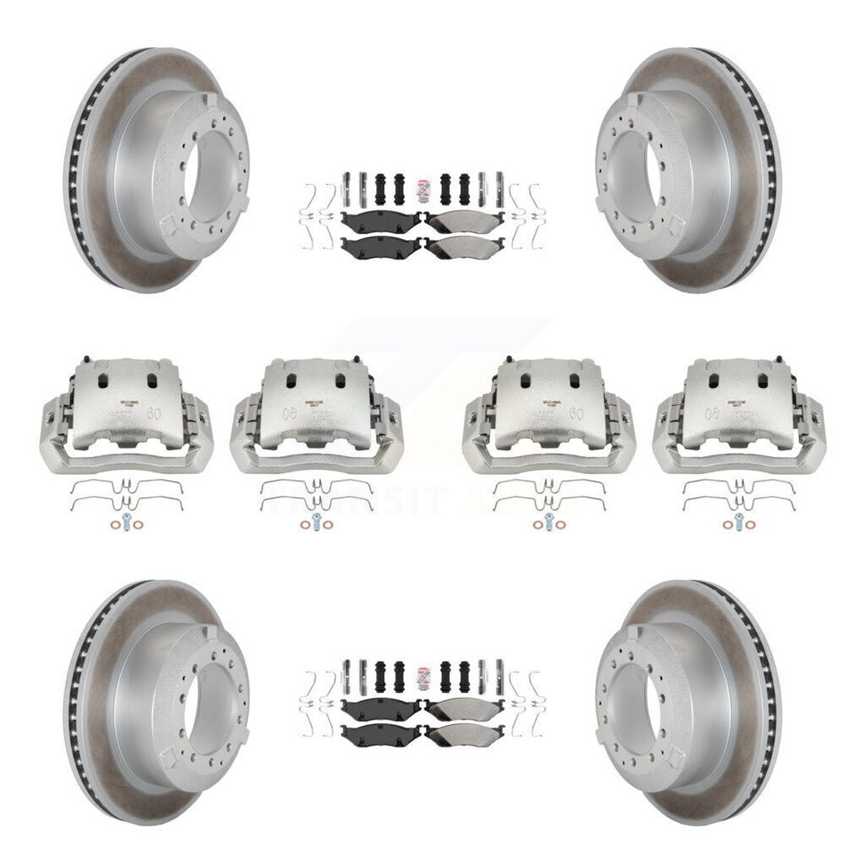 Front Rear Disc Brake Caliper Coated Rotors And Semi-Metallic Pads Kit (10Pc) For KCG-101632N