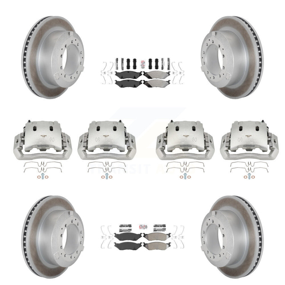 Front Rear Disc Brake Caliper Coated Rotors And Semi-Metallic Pads Kit (10Pc) For KCG-101633N