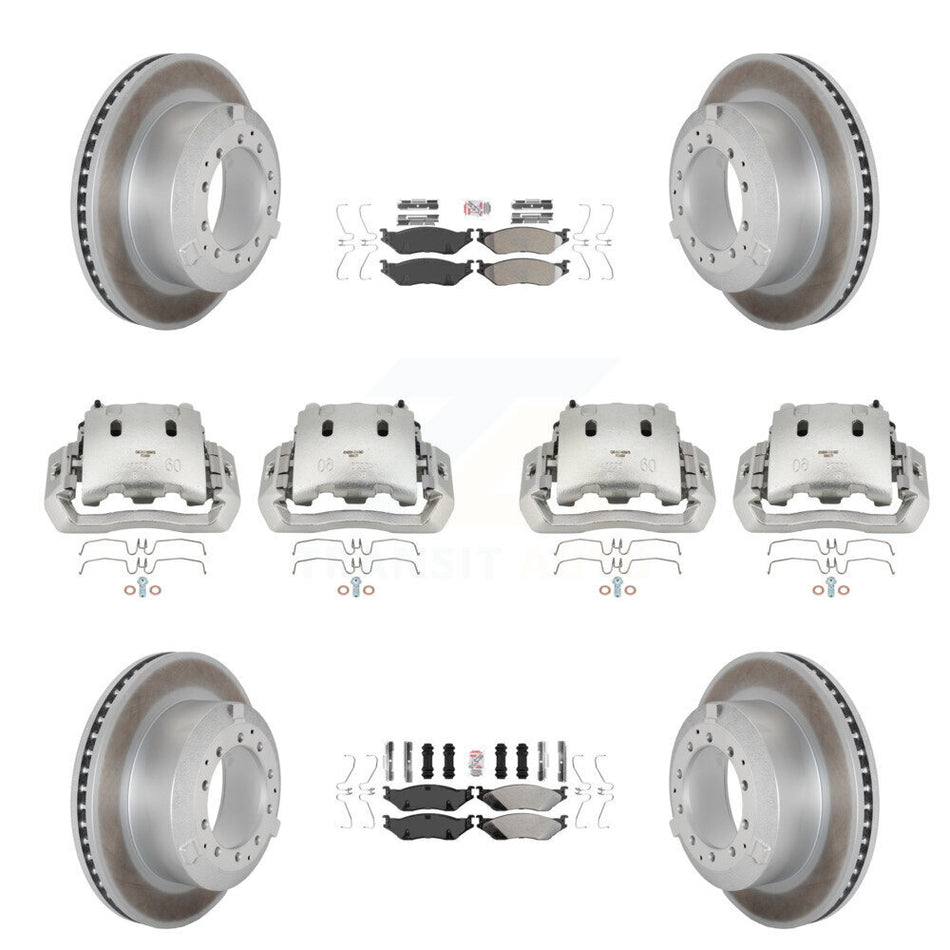 Front Rear Disc Brake Caliper Coated Rotors And Semi-Metallic Pads Kit (10Pc) For KCG-101634N