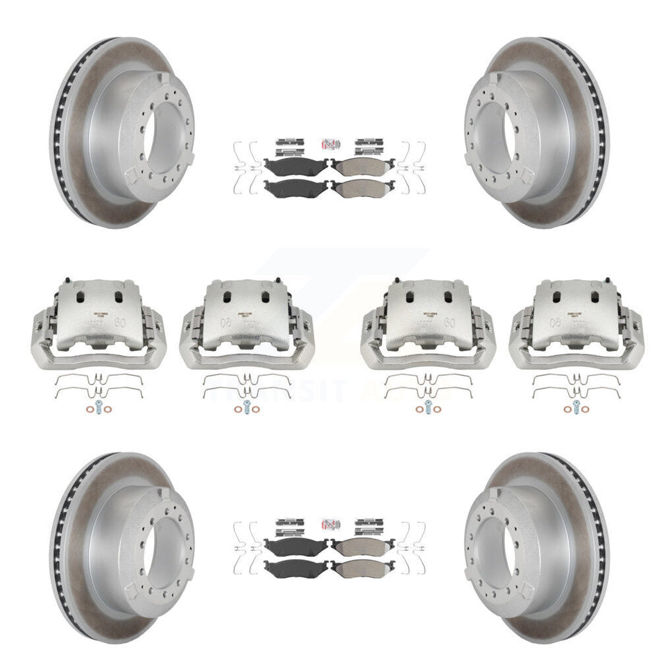 Front Rear Disc Brake Caliper Coated Rotors And Semi-Metallic Pads Kit (10Pc) For KCG-101635N