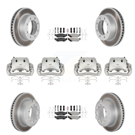 Front Rear Disc Brake Caliper Coated Rotors And Semi-Metallic Pads Kit (10Pc) For KCG-101636N