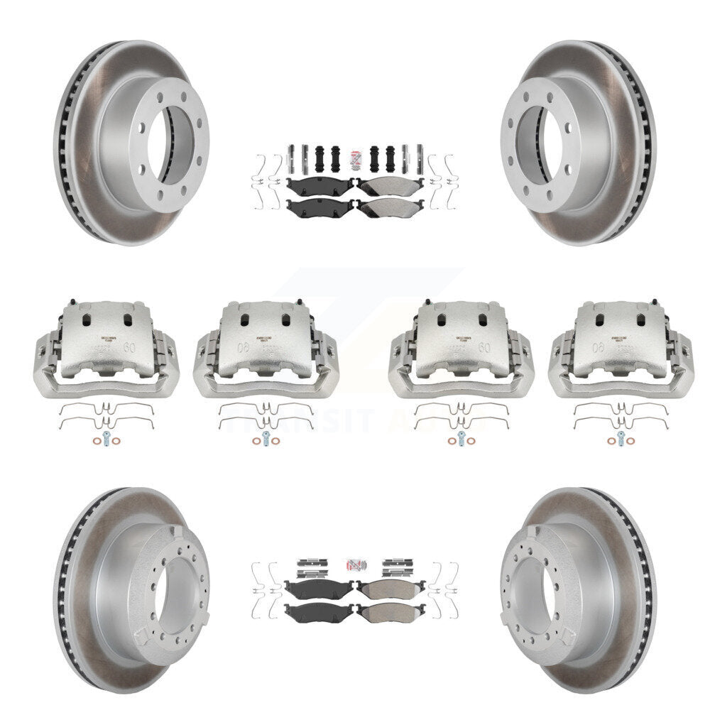 Front Rear Disc Brake Caliper Coated Rotors And Semi-Metallic Pads Kit (10Pc) For KCG-101637N