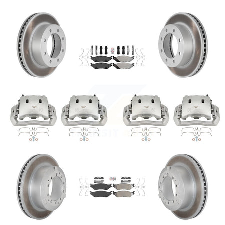 Front Rear Disc Brake Caliper Coated Rotors And Semi-Metallic Pads Kit (10Pc) For KCG-101637N