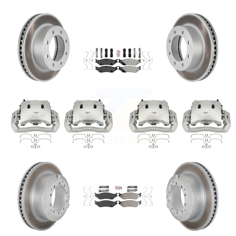 Front Rear Disc Brake Caliper Coated Rotors And Semi-Metallic Pads Kit (10Pc) For KCG-101637N