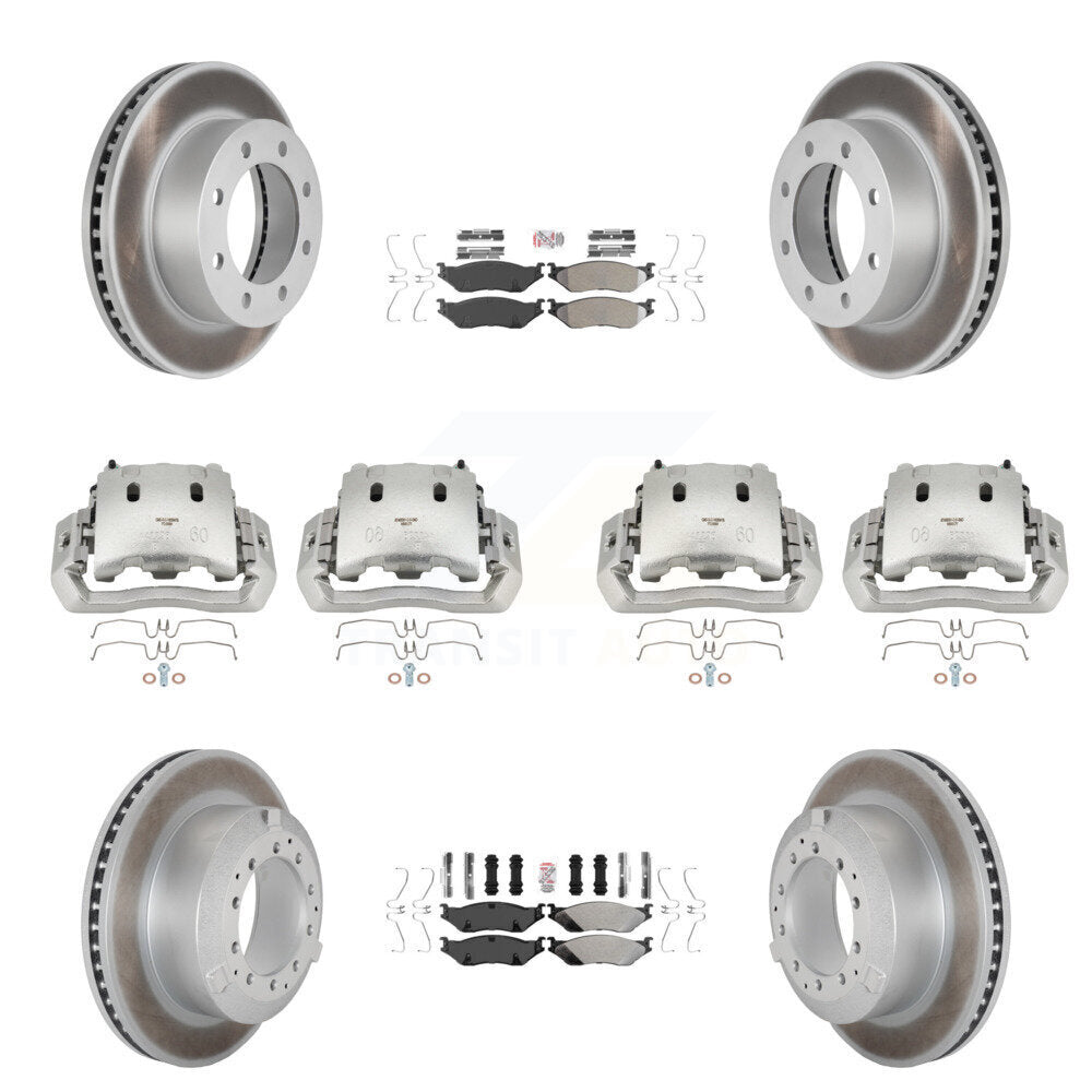Front Rear Disc Brake Caliper Coated Rotors And Semi-Metallic Pads Kit (10Pc) For KCG-101638N