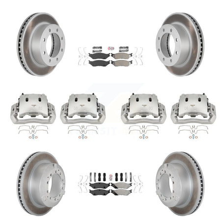 Front Rear Disc Brake Caliper Coated Rotors And Semi-Metallic Pads Kit (10Pc) For KCG-101638N