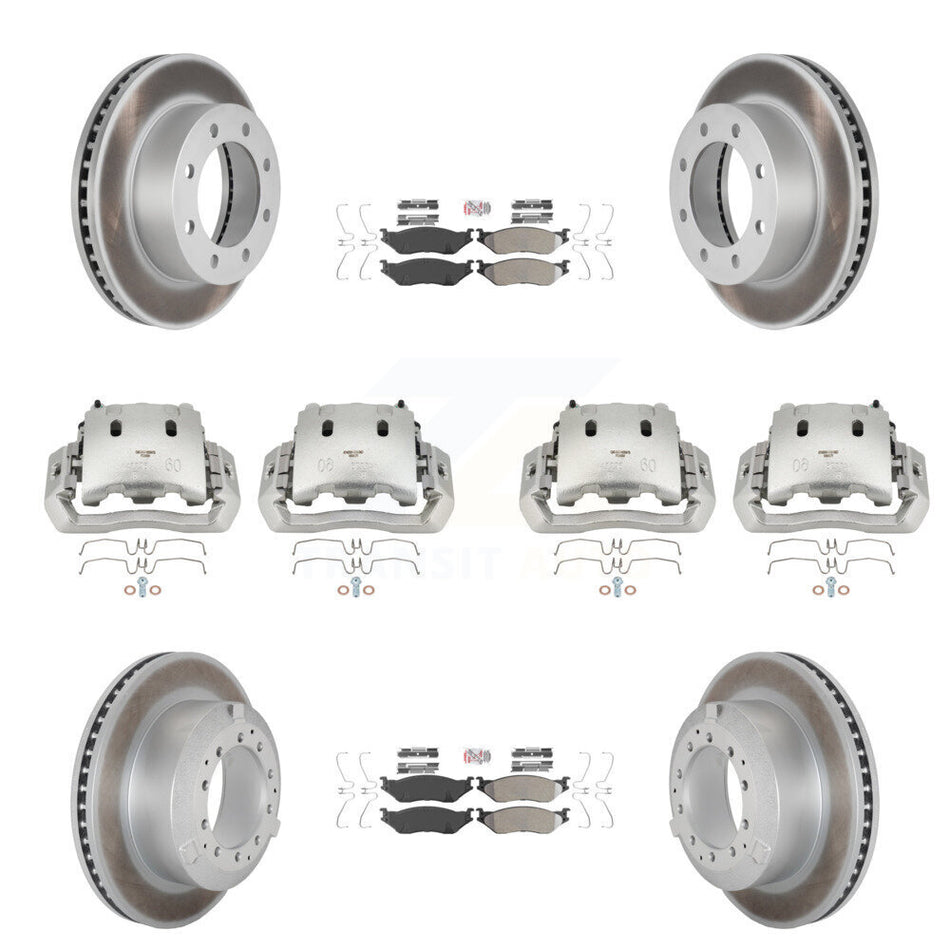 Front Rear Disc Brake Caliper Coated Rotors And Semi-Metallic Pads Kit (10Pc) For KCG-101639N