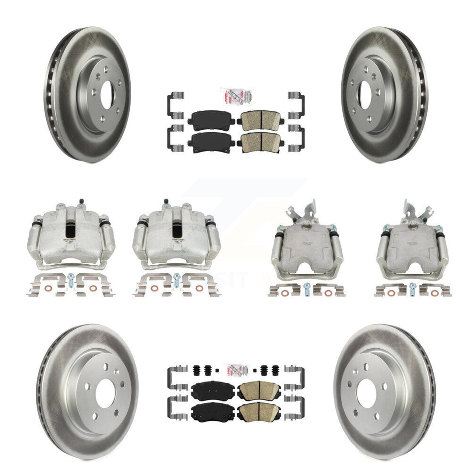 Front Rear Disc Brake Caliper Coated Rotors And Ceramic Pads Kit (10Pc) For Buick LaCrosse Allure KCG-101641N