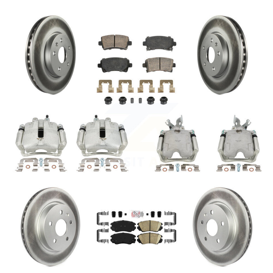 Front Rear Disc Brake Caliper Coated Rotors And Ceramic Pads Kit (10Pc) For 2010-2011 Buick LaCrosse Excluding Vehicles Manufactured In Mexico KCG-101645N