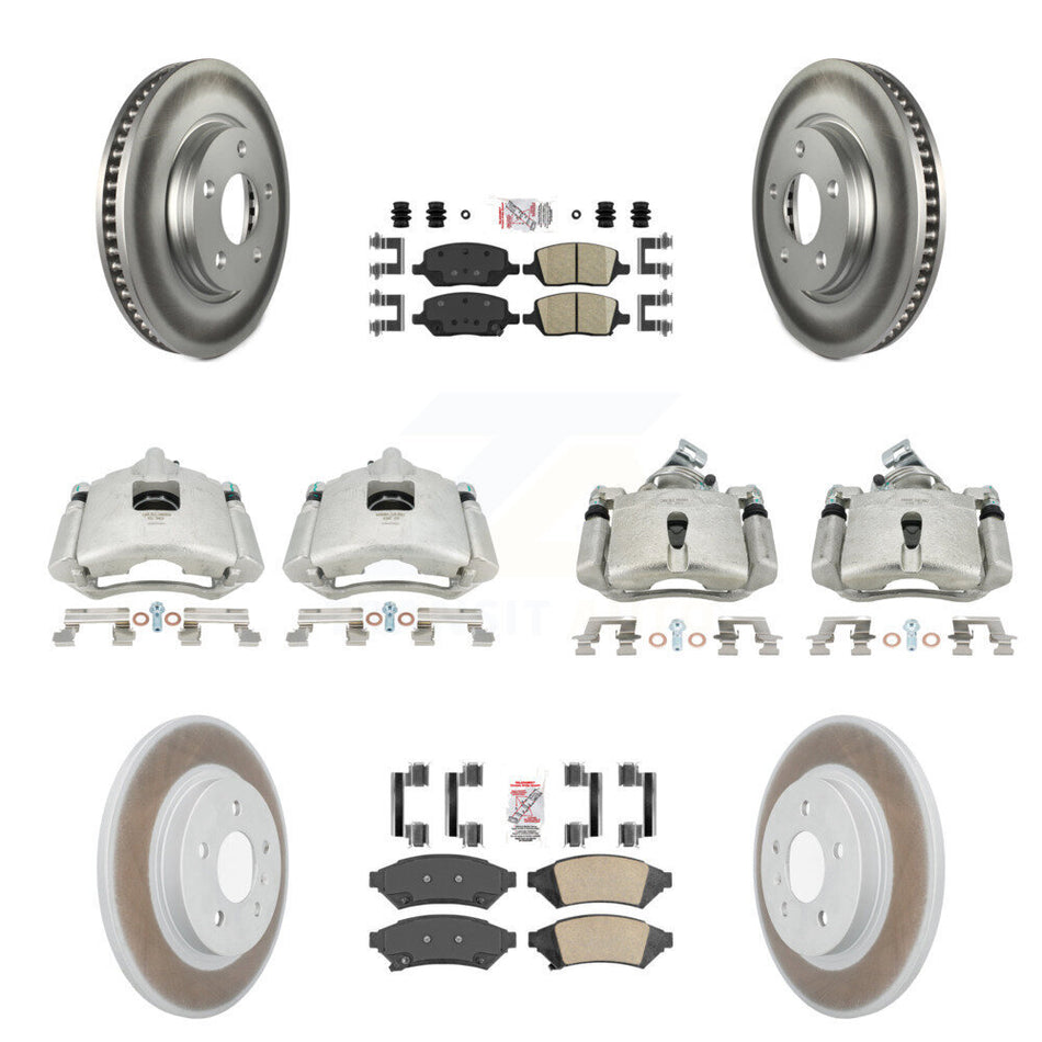 Front Rear Disc Brake Caliper Coated Rotors And Ceramic Pads Kit (10Pc) For 2005 Chevrolet Uplander Buick Terraza Saturn Relay FWD KCG-101649N