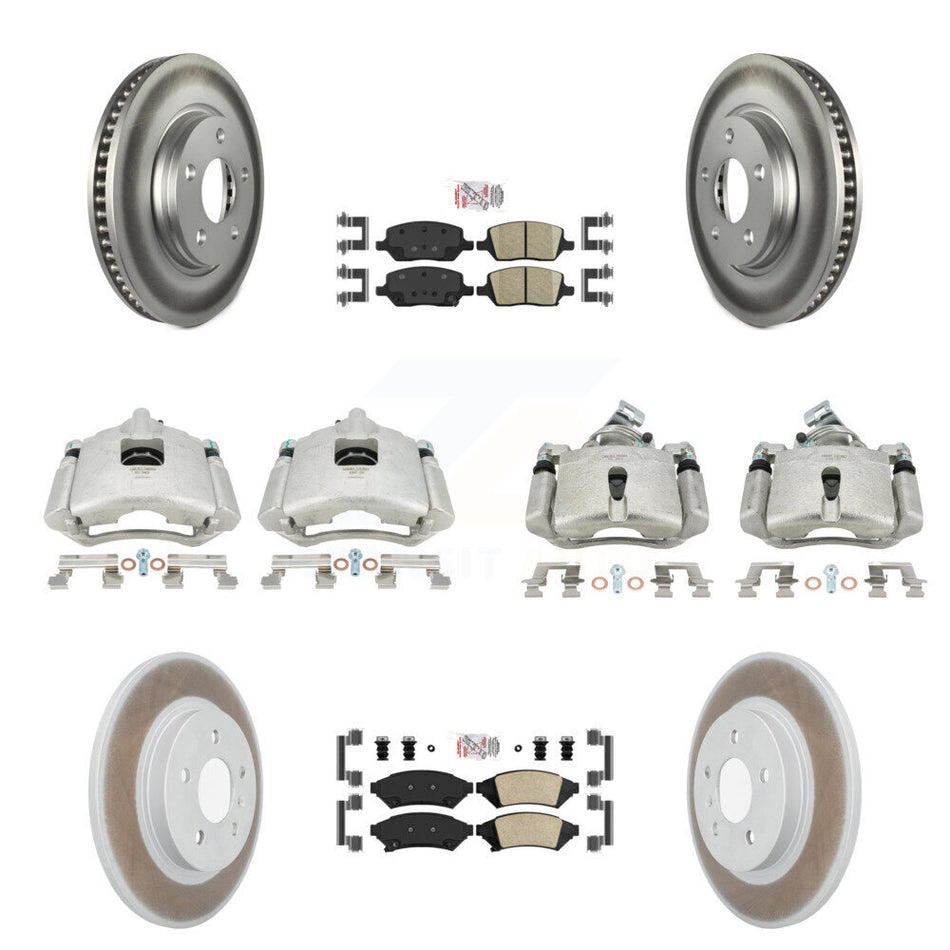 Front Rear Disc Brake Caliper Coated Rotors And Ceramic Pads Kit (10Pc) For 2005 Chevrolet Uplander Buick Terraza Saturn Relay FWD KCG-101650N