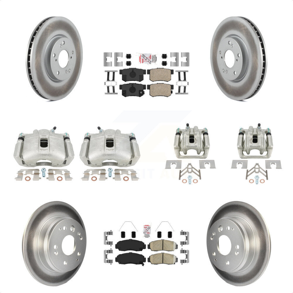 Front Rear Disc Brake Caliper Coated Rotors And Ceramic Pads Kit (10Pc) For 2004-2005 Acura TL Automatic transmission KCG-101656N by Transit Auto