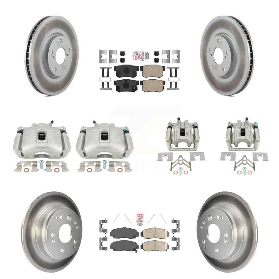 Front Rear Disc Brake Caliper Coated Rotors And Ceramic Pads Kit (10Pc) For 2004-2005 Acura TL Automatic transmission KCG-101657N by Transit Auto