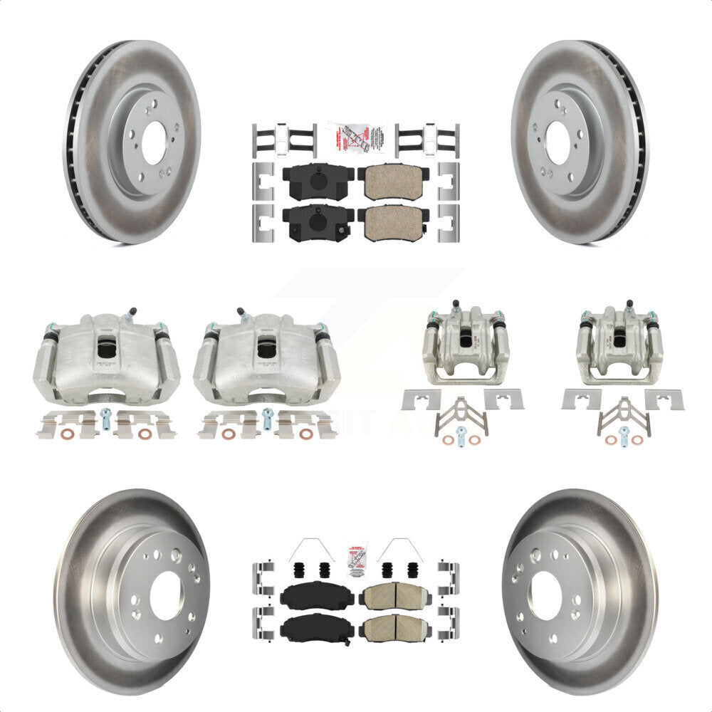 Front Rear Disc Brake Caliper Coated Rotors And Ceramic Pads Kit (10Pc) For 2004-2005 Acura TL Automatic transmission KCG-101658N by Transit Auto