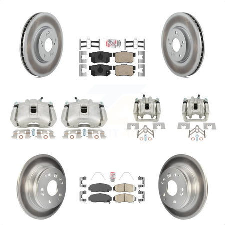 Front Rear Disc Brake Caliper Coated Rotors And Ceramic Pads Kit (10Pc) For 2004-2005 Acura TL Automatic transmission KCG-101659N by Transit Auto