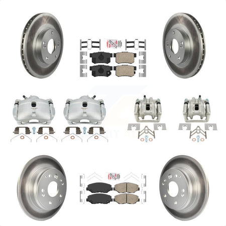 Front Rear Disc Brake Caliper Coated Rotors And Ceramic Pads Kit (10Pc) For 2003-2011 Honda Element KCG-101662N by Transit Auto