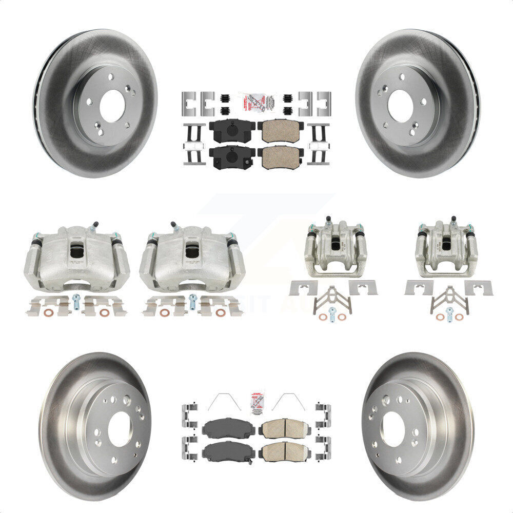 Front Rear Disc Brake Caliper Coated Rotors And Ceramic Pads Kit (10Pc) For Acura TL KCG-101665N by Transit Auto