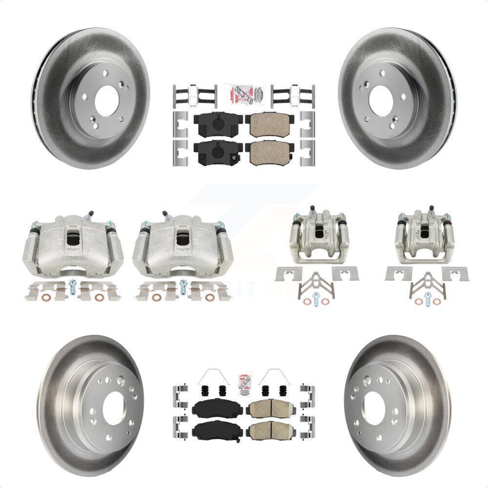 Front Rear Disc Brake Caliper Coated Rotors And Ceramic Pads Kit (10Pc) For Acura TL KCG-101666N by Transit Auto