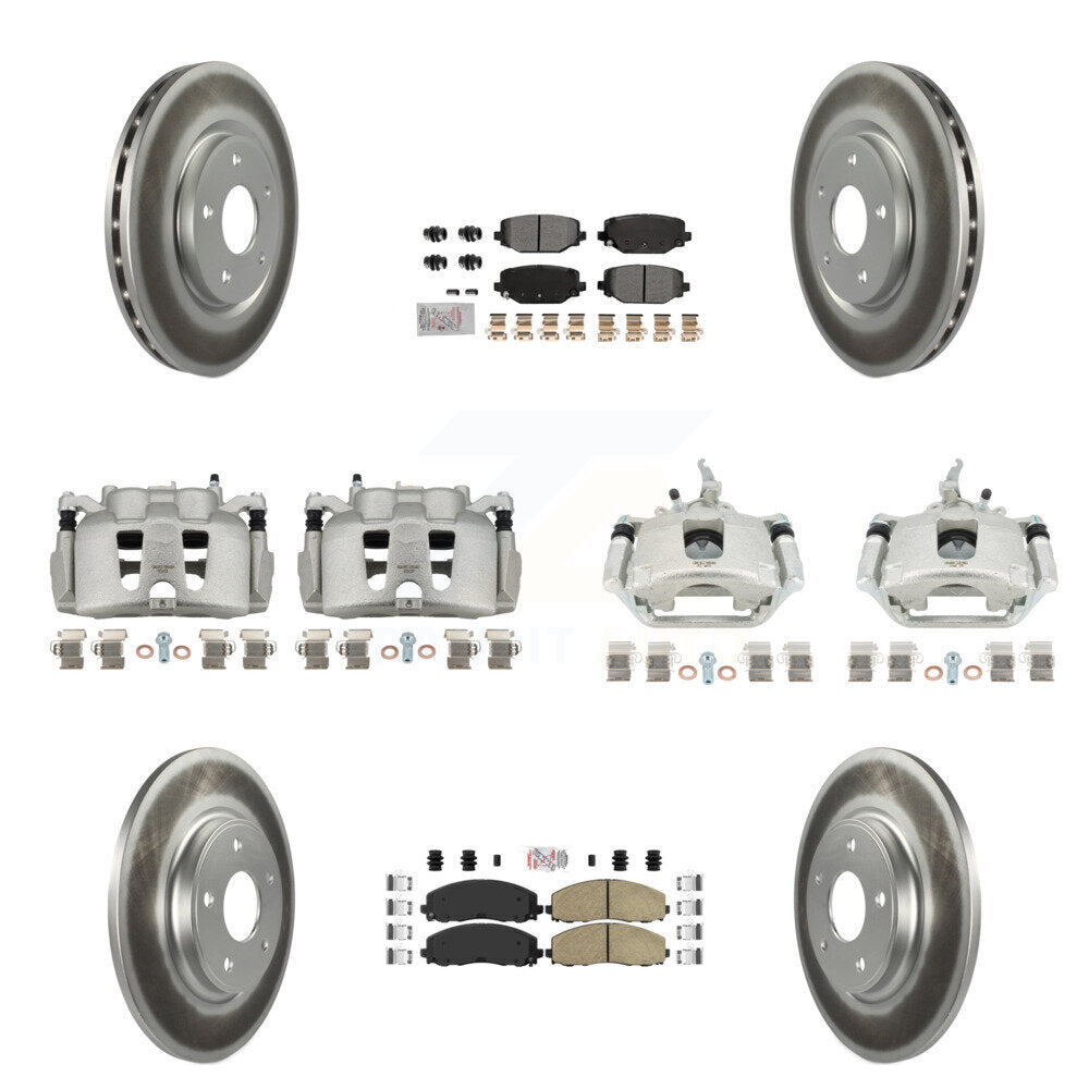 Front Rear Brake Caliper Coat Rotor & Ameribrakes Pad Kit (10Pc) For 14-20 Dodge Journey KCG-101668N
