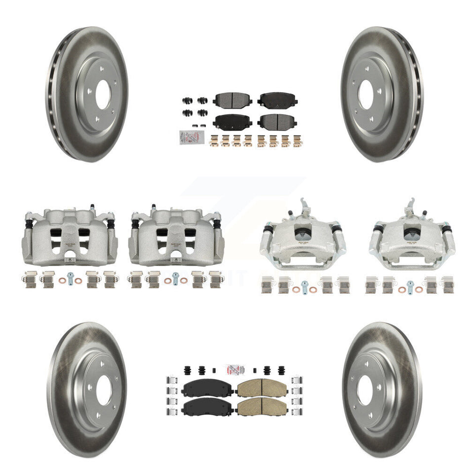 Front Rear Brake Caliper Coat Rotor & Ameribrakes Pad Kit (10Pc) For 14-20 Dodge Journey KCG-101668N