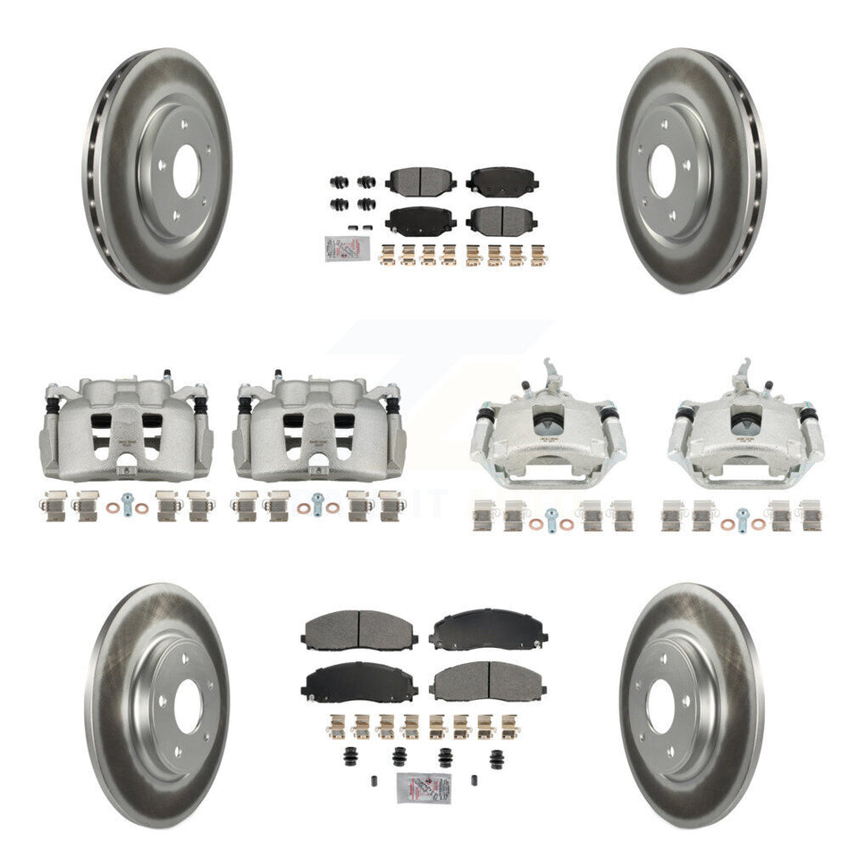 Front Rear Brake Caliper Coat Rotor Semi-Metallic Pad Kit (10Pc) For 14-20 Dodge Journey KCG-101670N