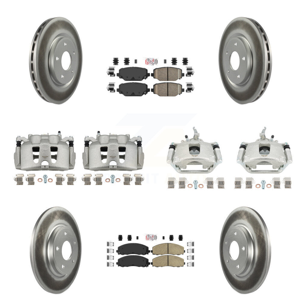 Front Rear Brake Caliper Coat Rotor & Ceramic Pad Kit (10Pc) For 2014-2020 Dodge Journey KCG-101671N