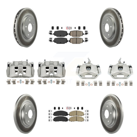 Front Rear Brake Caliper Coat Rotor & Ceramic Pad Kit (10Pc) For 2014-2020 Dodge Journey KCG-101671N