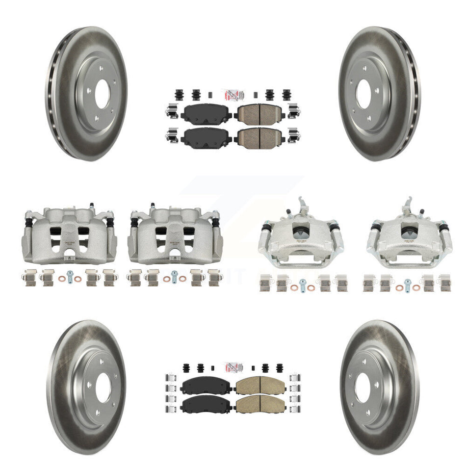 Front Rear Brake Caliper Coat Rotor & Ceramic Pad Kit (10Pc) For 2014-2020 Dodge Journey KCG-101671N