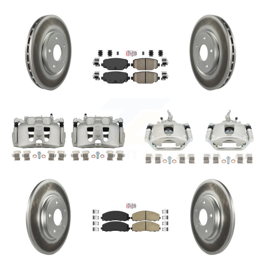 Front Rear Brake Caliper Coat Rotor & Ceramic Pad Kit (10Pc) For 2014-2020 Dodge Journey KCG-101672N