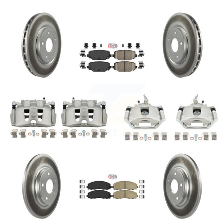 Front Rear Brake Caliper Coat Rotor & Ceramic Pad Kit (10Pc) For 2014-2020 Dodge Journey KCG-101672N