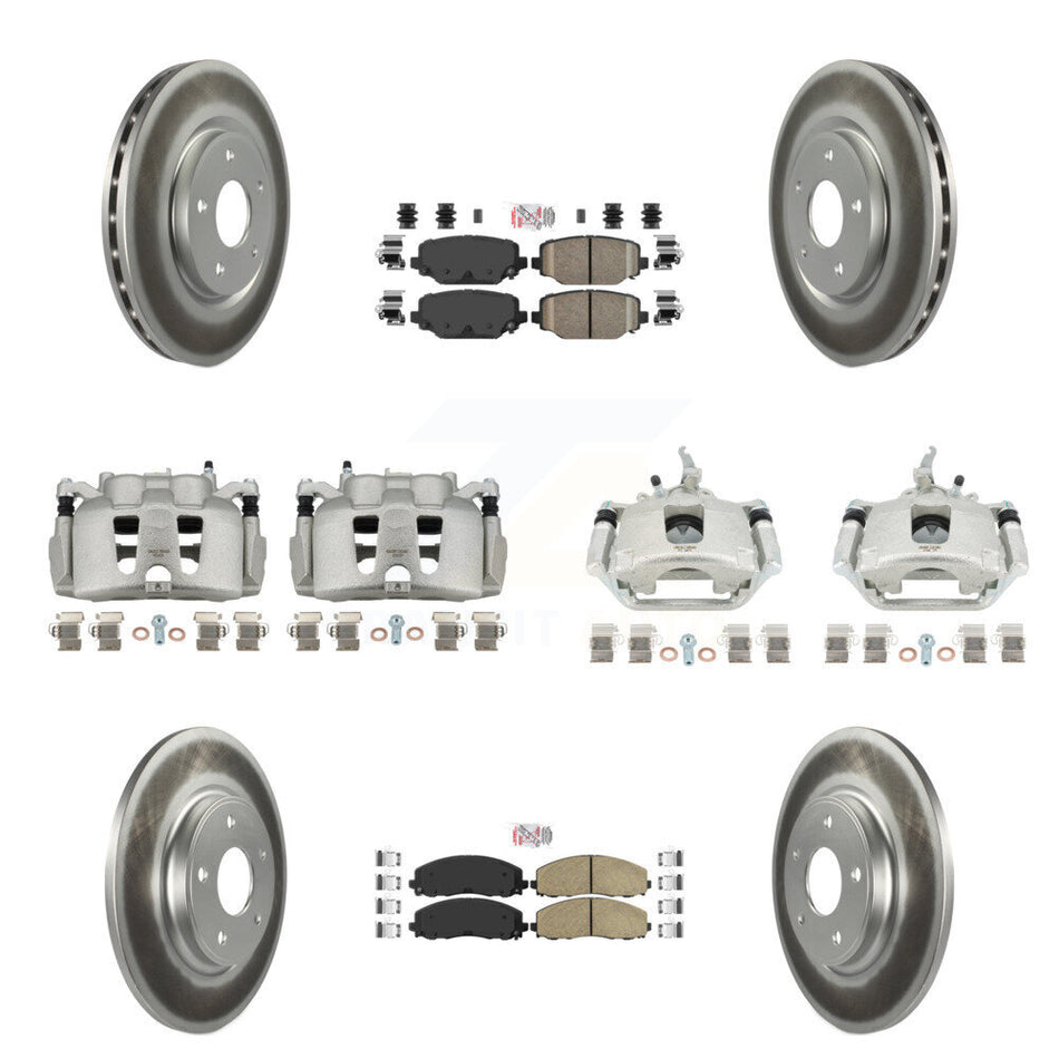 Front Rear Brake Caliper Coat Rotor & Ceramic Pad Kit (10Pc) For 2014-2020 Dodge Journey KCG-101672N