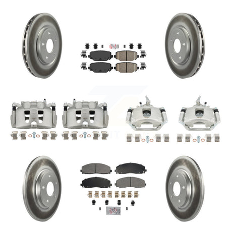 Front Rear Brake Caliper Coat Rotor & Ameribrakes Pad Kit (10Pc) For 14-20 Dodge Journey KCG-101673N
