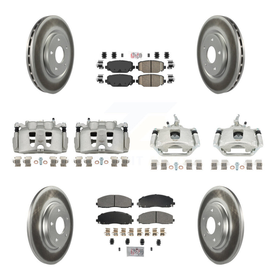 Front Rear Brake Caliper Coat Rotor & Ameribrakes Pad Kit (10Pc) For 14-20 Dodge Journey KCG-101673N