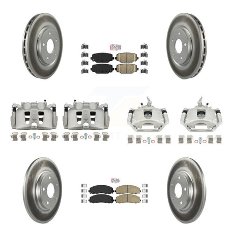 Front Rear Brake Caliper Coat Rotor & Ceramic Pad Kit (10Pc) For 2014-2020 Dodge Journey KCG-101675N